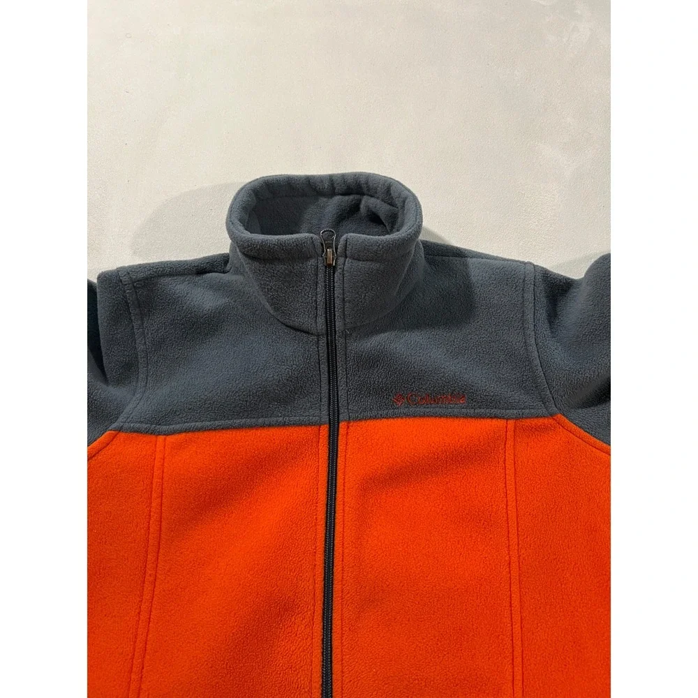 Columbia Kids Fleece Jacket Orange Gray Full Zip Youth Size L 14 16